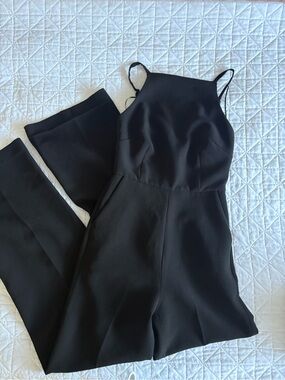 Simons Black Spaghetti-Strap Jumpsuit with Tailored Waist